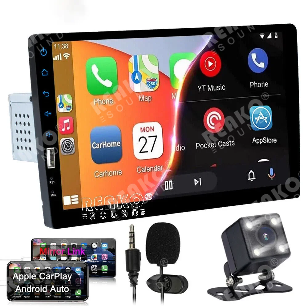 

REAKOSOUND 1 Din Car Radio 9 Inch Touch Screen Autoradio Multimedia Player Auto Stereo MP5 FM BT USB Camera Carplay Auto Player