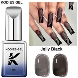 KODIES GEL Jelly Black Gel Nail Polish 15ML Semi Permanent UV Translucent Crystal Summer Color Nails Gel Varnish Manicure Art