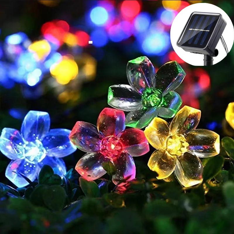 100/50/20LED Solar String Lights Outdoor Waterproof 8 Mode Solar Battery Operated Cherry Flower Light Garden Party Decoration
