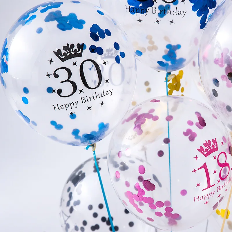 12 Inch Digital Color Sequin Balloon Wedding Decoration Birthday Party Disc Paper Scrap Transparent Sequin Balloon 30 40 50