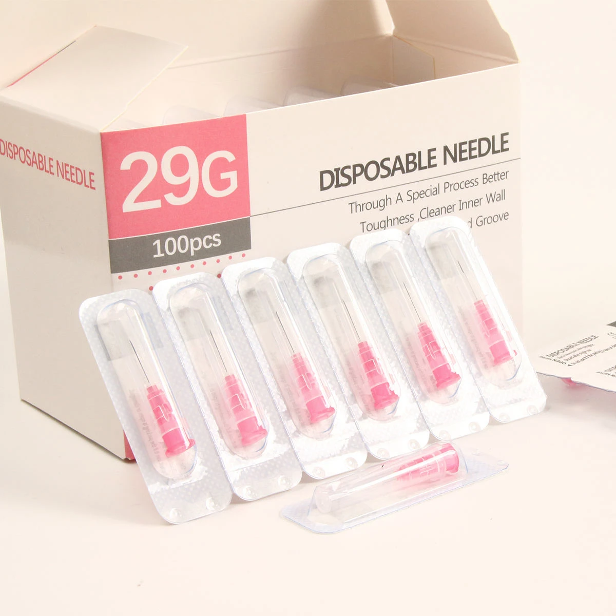 100Pcs Pink 29G 13mm Disposable Syringe Needle 13mm Small Painless Needles Injection Eyelid Tool Parts Tattoo Needles