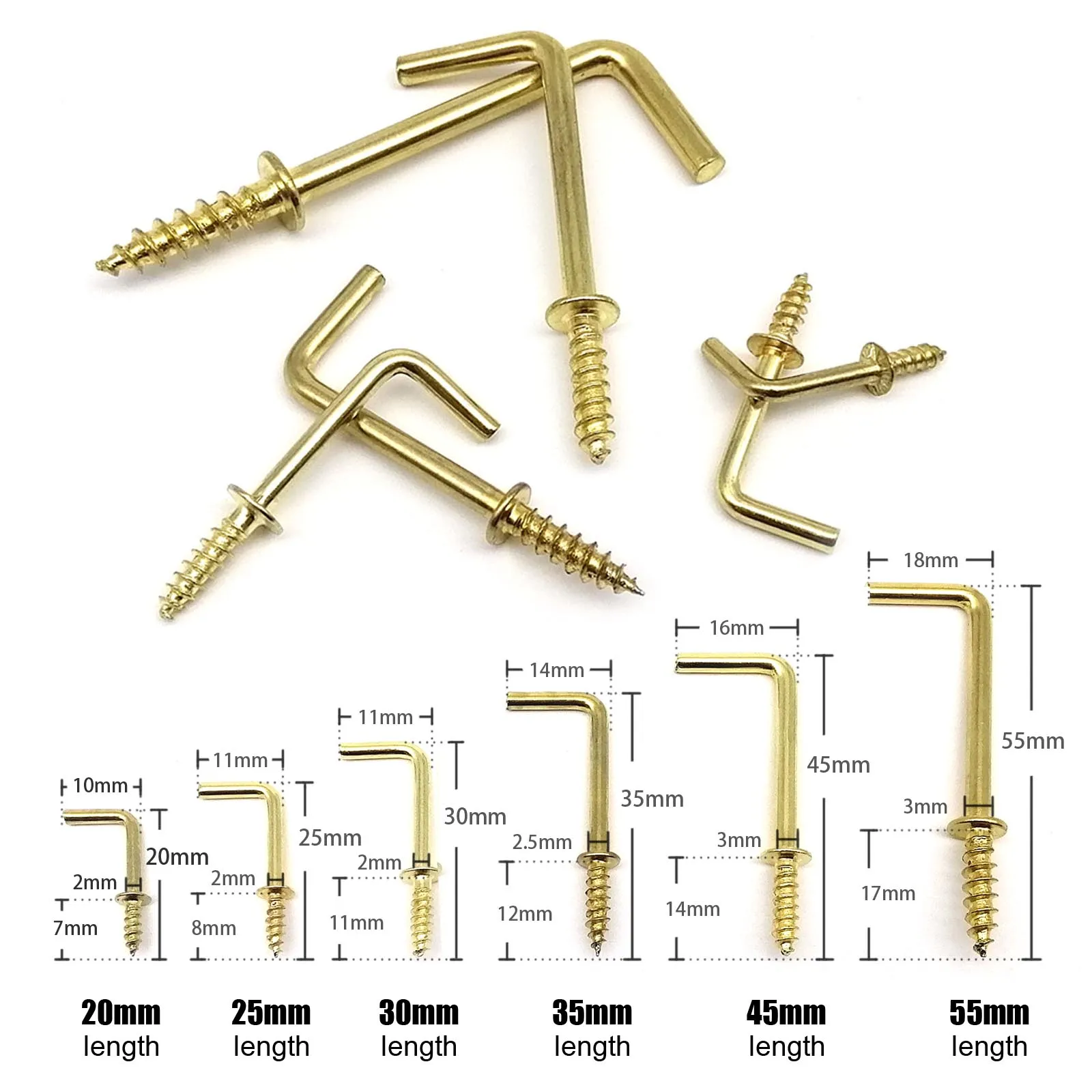 25 Stück Golden Picture Photo Frame Lamp Light Cabinet Plant Curtain Net Wire Eye Bolt Eyebolt Screw in Hanger O L C Cup Hook Clasp – Detail 2