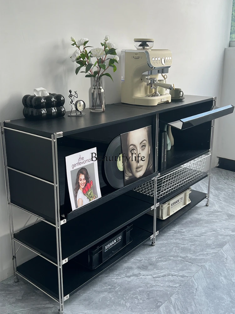 Acrylic Black Magazine Multi-Layer Stainless Steel Sideboard Cabinet Bauhaus Sofa Record Storage