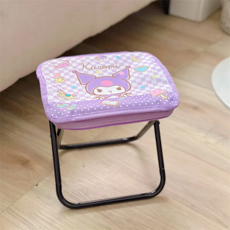 Kawaii Hello Kitty Kuromi My Melody Oxford Cloth Camping Folding Chair Anime Sanrio Girly Heart Cute Convenient Folding Stool