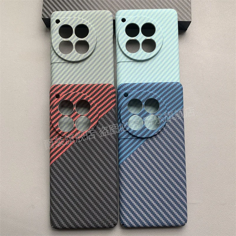 Carbon Fiber Stripe Case For Oneplus 12 12R Ace3 11 Acrylic PC Material Back Cover For One Plus 12 11 Kevlar Stripe Funda Bumper