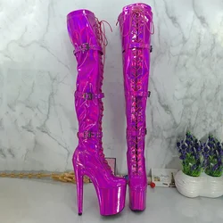 Leecabe 20 cm/8 Zoll Pole Dance Schuhe High Heel Plateaustiefel geschlossene Zehen Stripper Heel Pole Dance Stiefel