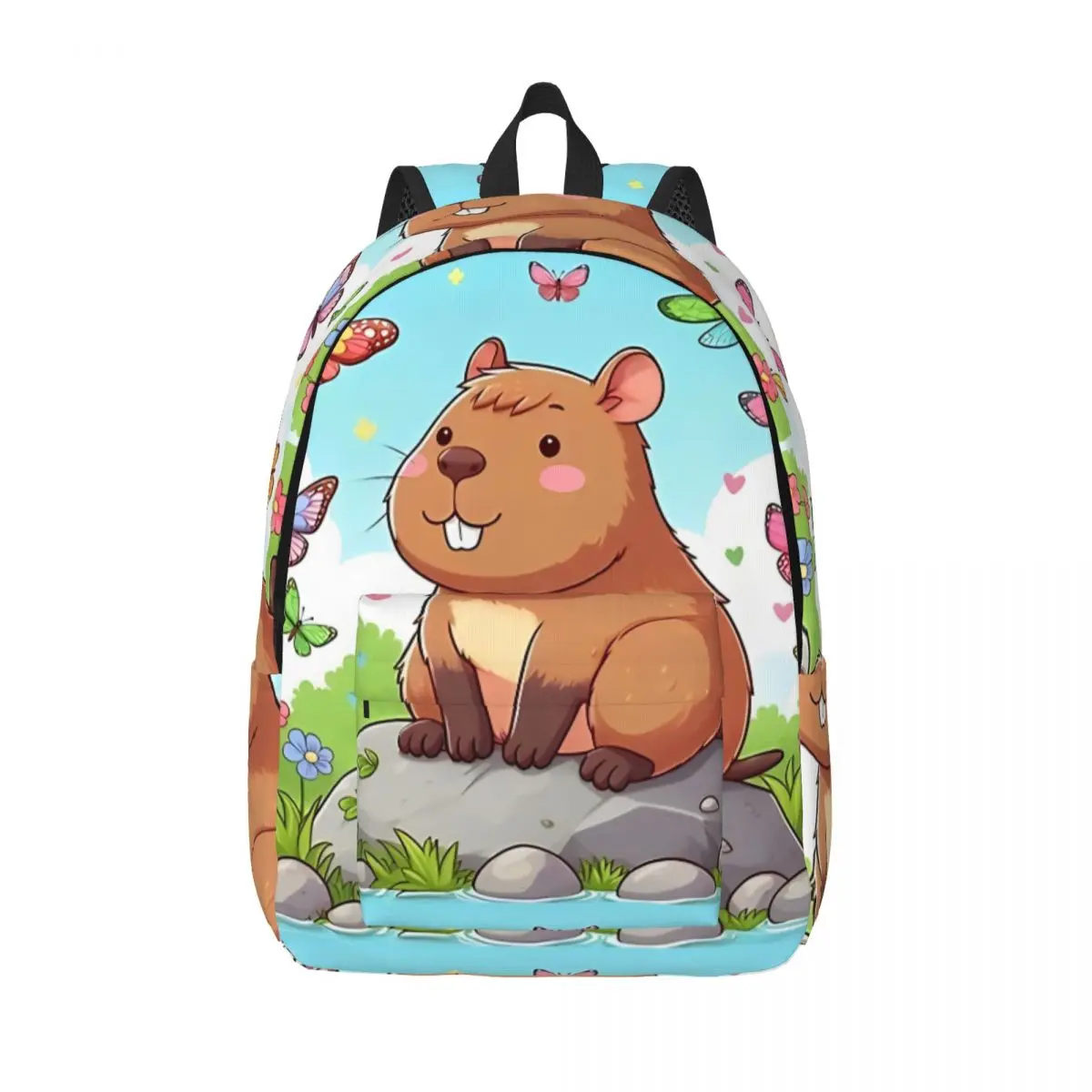 Capibara Butterfly for Teens Student School Bookbag Daypack Middle High College Gift