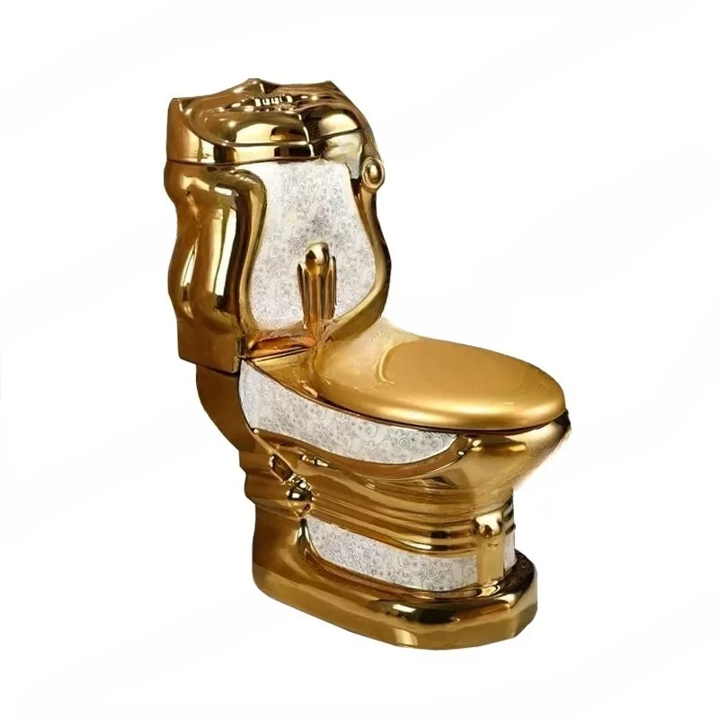 Export  split toilet, gold toilet with gold cover plate, water-saving toilet, flush toilet, toilet