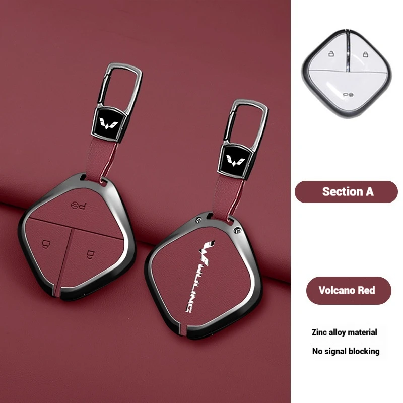

Car Zinc Alloy Key Case Cover For SGMW Wuling BINGO Airev 2023 for Baojun Kiwi EV Protective Shell Holder Keychian Accessories