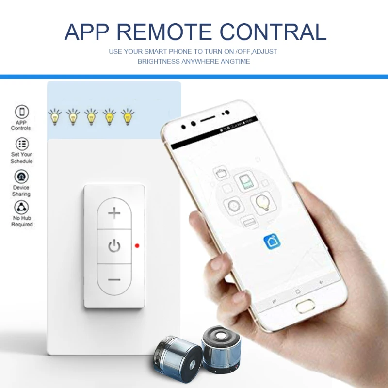 Aubess wifi inteligente dimmer switch 10a 100-240v eua 120 modelo stepless dimmer interruptor trabalhar com tuya vida inteligente app alexa google casa