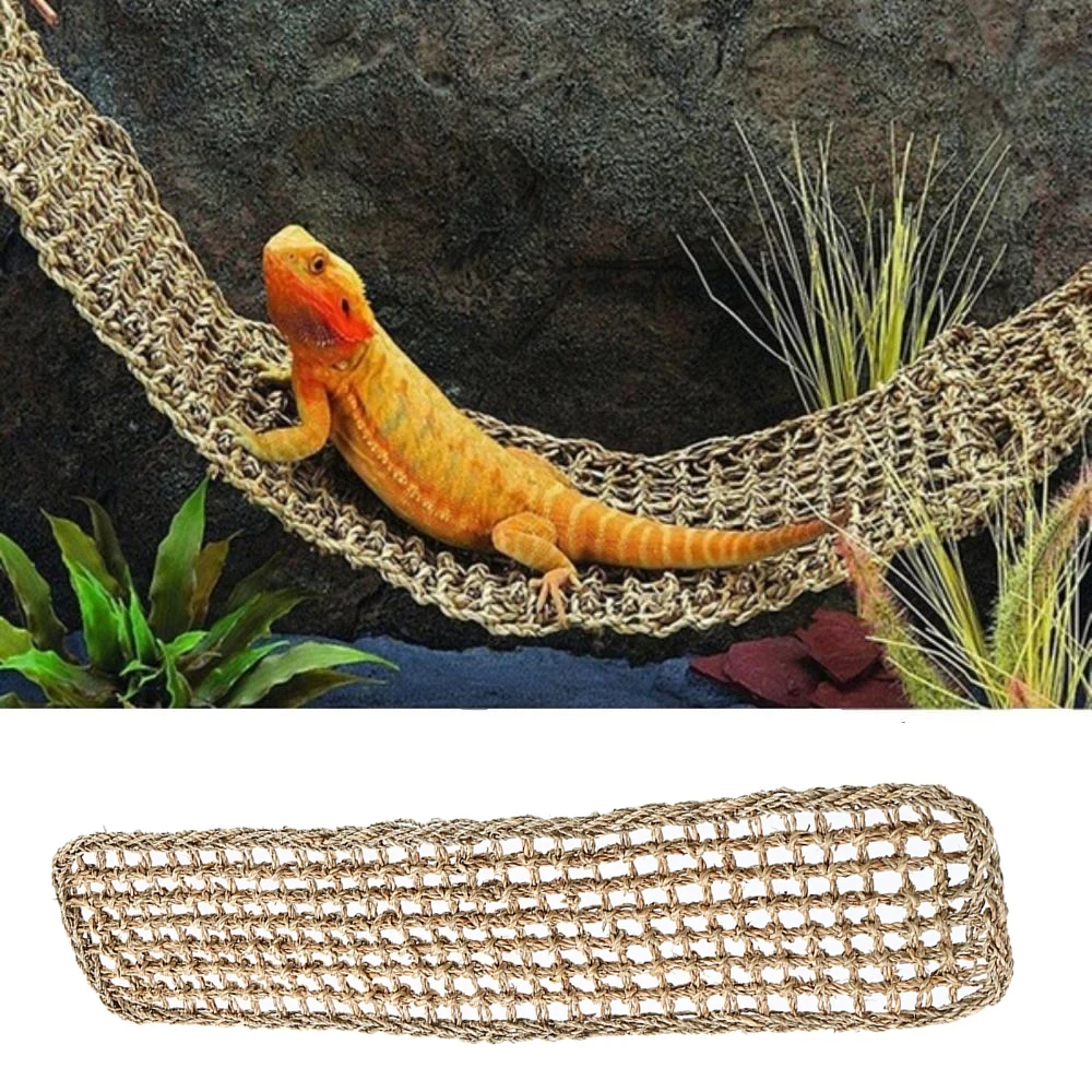 Lizard Hammock Reptile Inhabit Decoration Terrarium Natural Seagrass Fiber For Lounger Small Hermit Crabs Geckos Bed Birds Mats