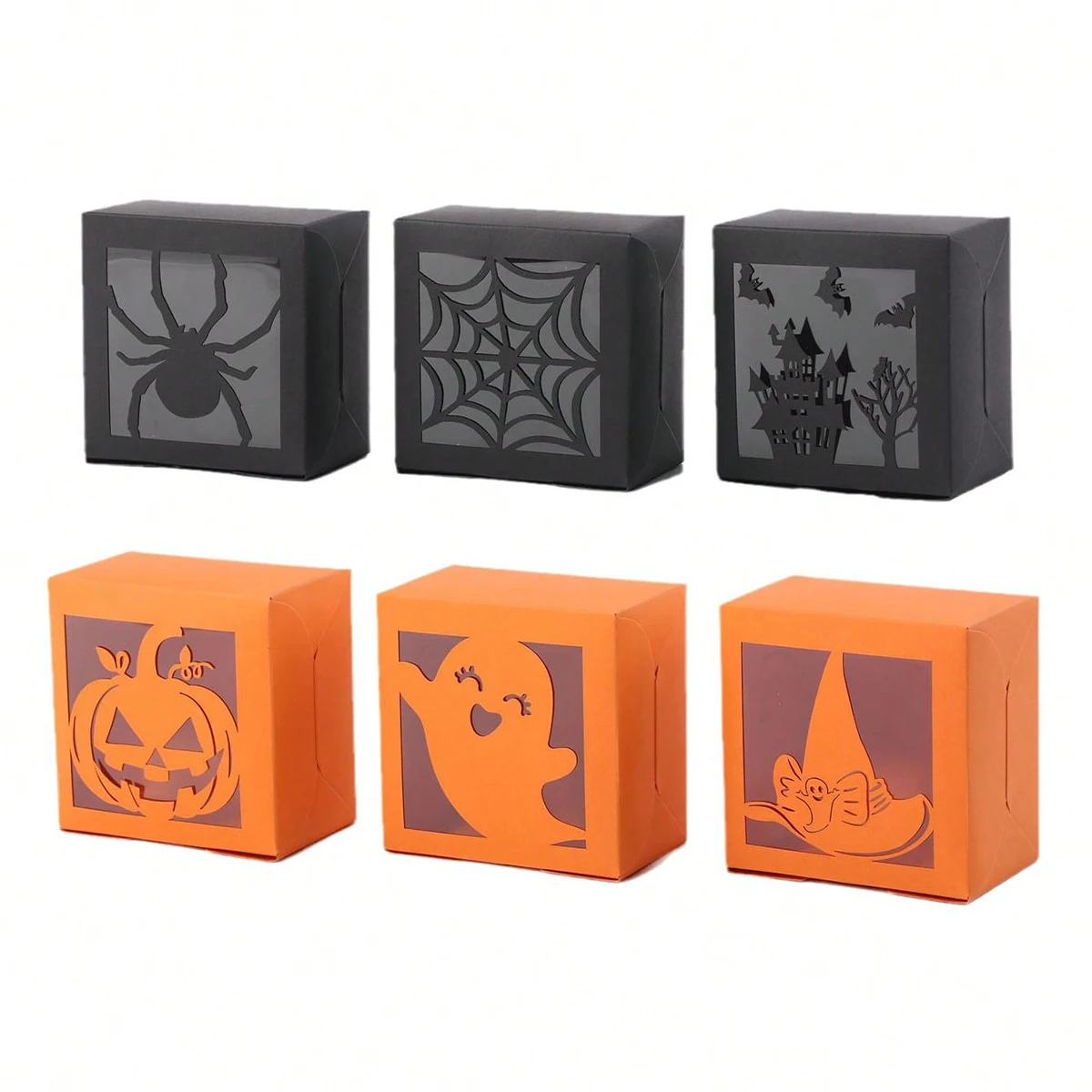 12/24Halloween Paper Gift Boxes PVC Window Biscuit Ghost Favor Candy Boxes Creative Cake Packaging Bag Easter Party Decoration