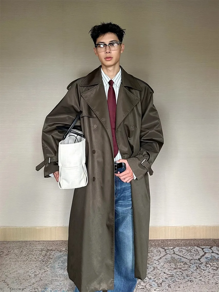 

Mauroicardi Spring Autumn Cool Long Oversized Waterproof Trench Coats Man Loose Casual Luxury Designer Clothes Overcoat 2025