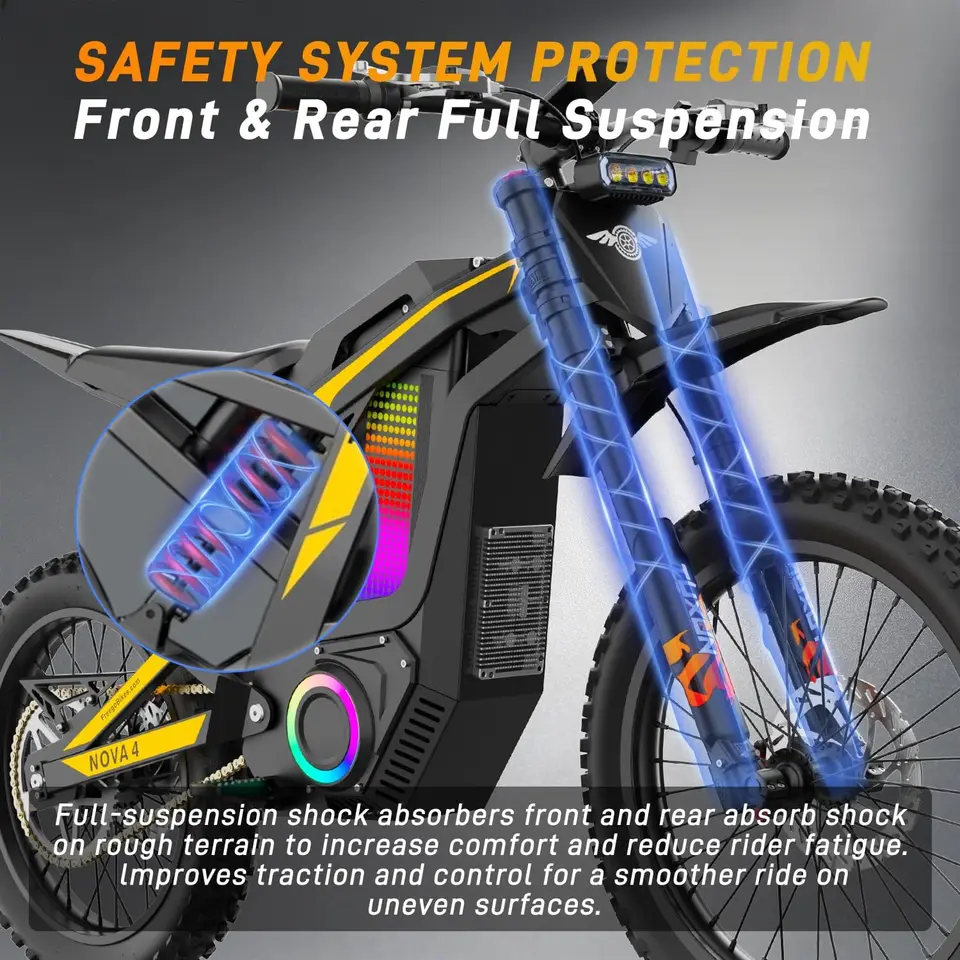 Freego N4 Mid-Drive Electric Dirt Bike 60V 30Ah 6000W Peak 45 MPH Hydraulic Brake Off-Road Ebike All-Terrain Electric Bicycle image 4
