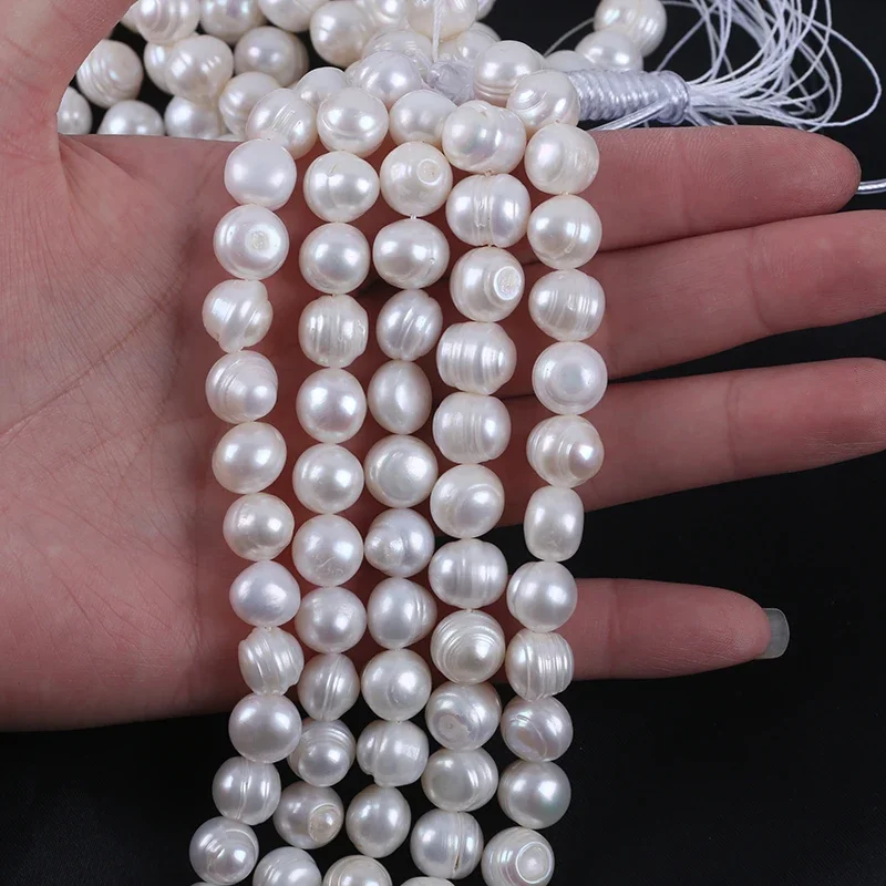 Cheap 11-12mm  Freshwater Pearl Potato Shaped Pearl String  Cultured Pearl Strand Length 15cm