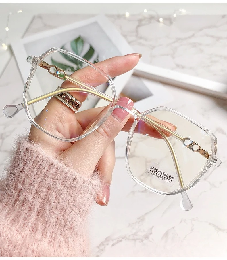 Modische Myopiebrille mit großem Rahmen, hochauflösende Anti-Blaulicht-Brille für Frauen, ultraleichte Computerbrille – Detail 9