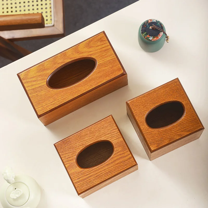 

Retro walnut tissue box square car desktop napkin box light luxury handmade traditional national style hotel wooden box
