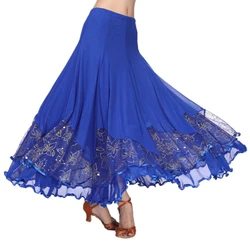 Lady Ballroom Waltz Flamenco Dance Skirt Elastic Waistband Big Swing Costume Women's Skirt Salsa Waltz Modern Tango Floral Swing