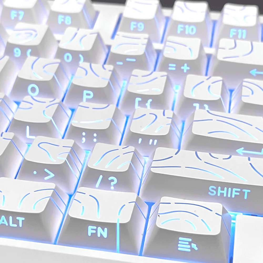 Super Contour Stripe Light PBT-Tastenkappen für mechanische Tastaturen, Cherry-Höhe, Tastenkappen für 61/68/75/84/87 Tasten, Gaming-Tastatur – Detail 4