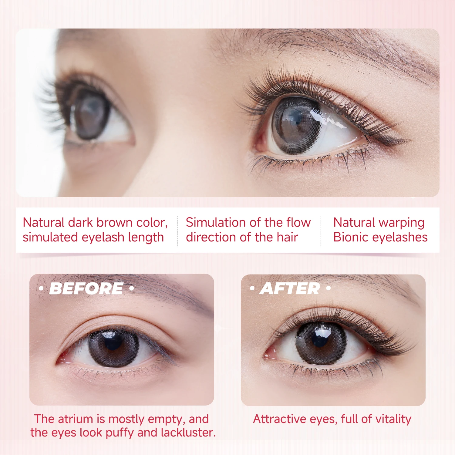 Lightweight 60 Clusters Large-Capacity Brown Glue-Free False Eyelashes Simulated Thick Upper Eyelashes Natural Curl Easy to Wear