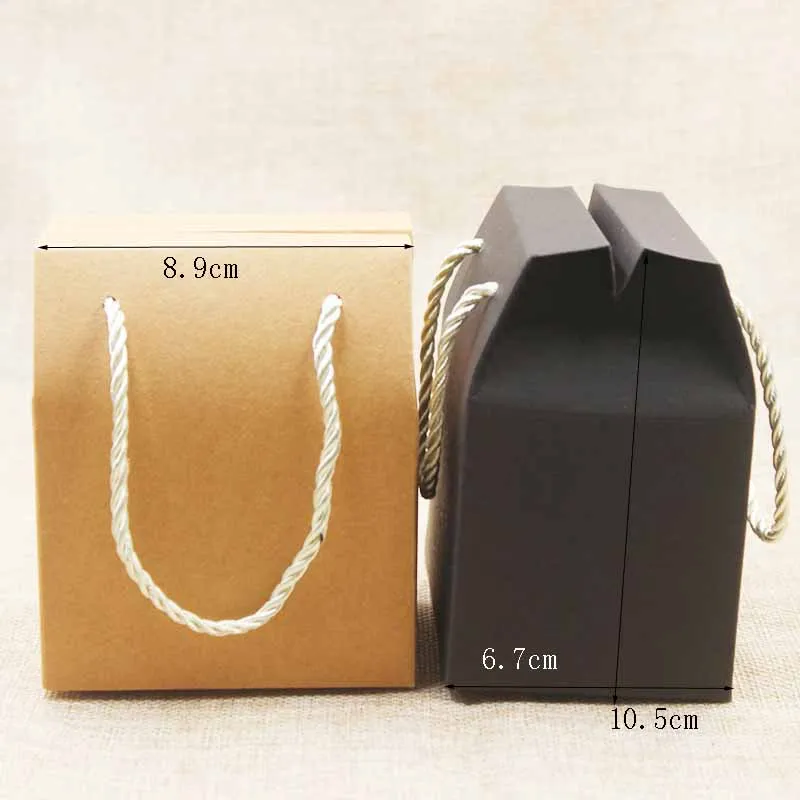 Mulit Window Colorful Handle Rope Gift Box Blank Paper Wedding/Candy/Tea/Nut/Biscuit/Gift Packaging Handle Box 8.9 * 6.7 * 10.5c