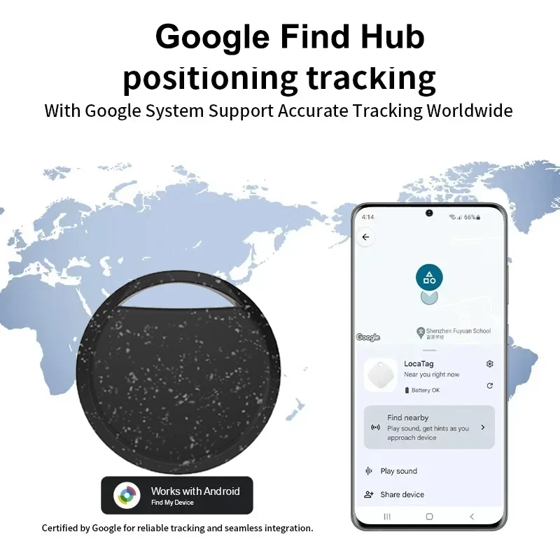 Bluetooth Tracker voor Android, Item Locator Werkt met Google's Find Hub Device Smart Tracking Tag voor sleutels, koffer, rugzak