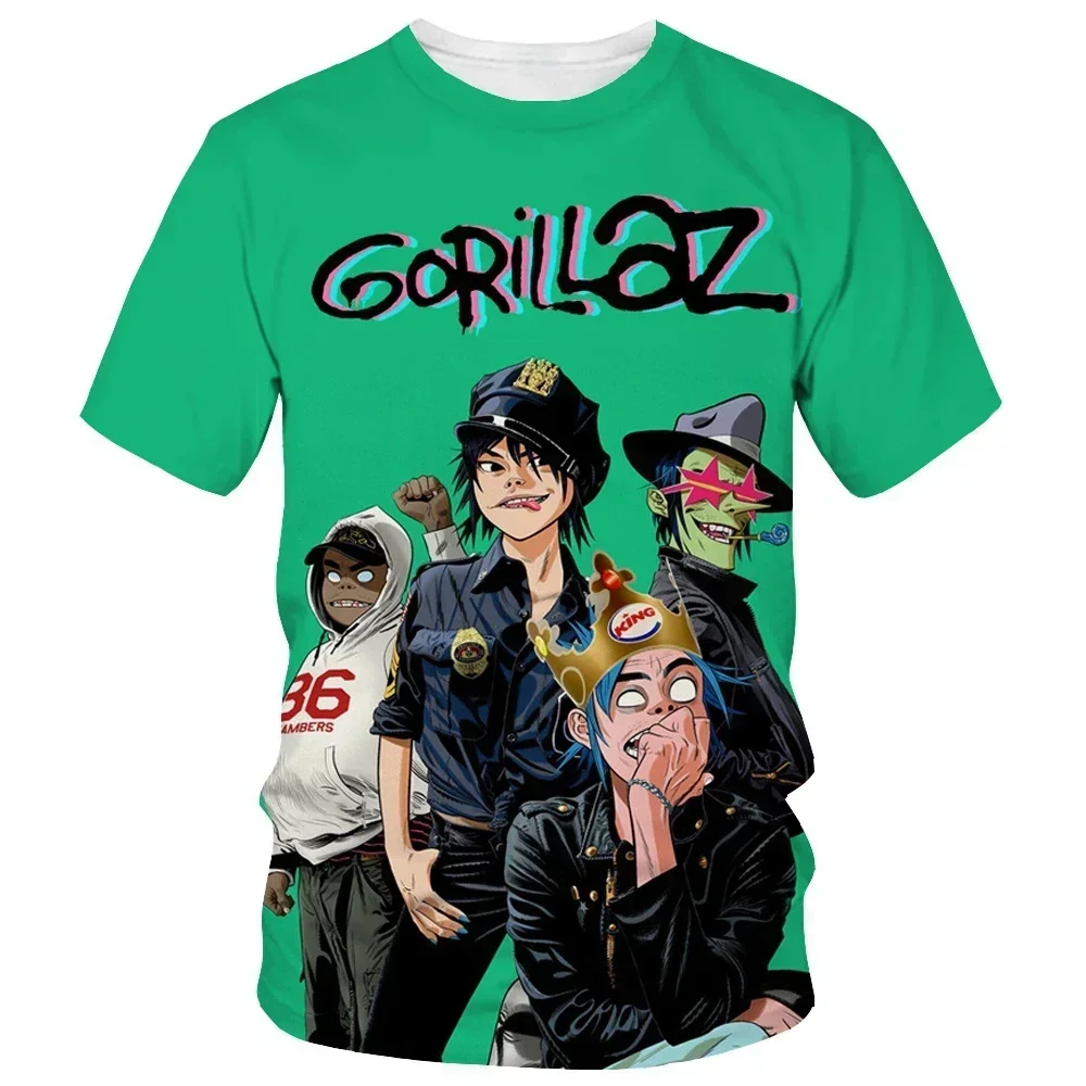 

Модная футболка с короткими рукавами и 3D-принтом Gorillaz, повседневная уличная одежда для мужчин и женщин, можно стирать в машине, стандартный размер