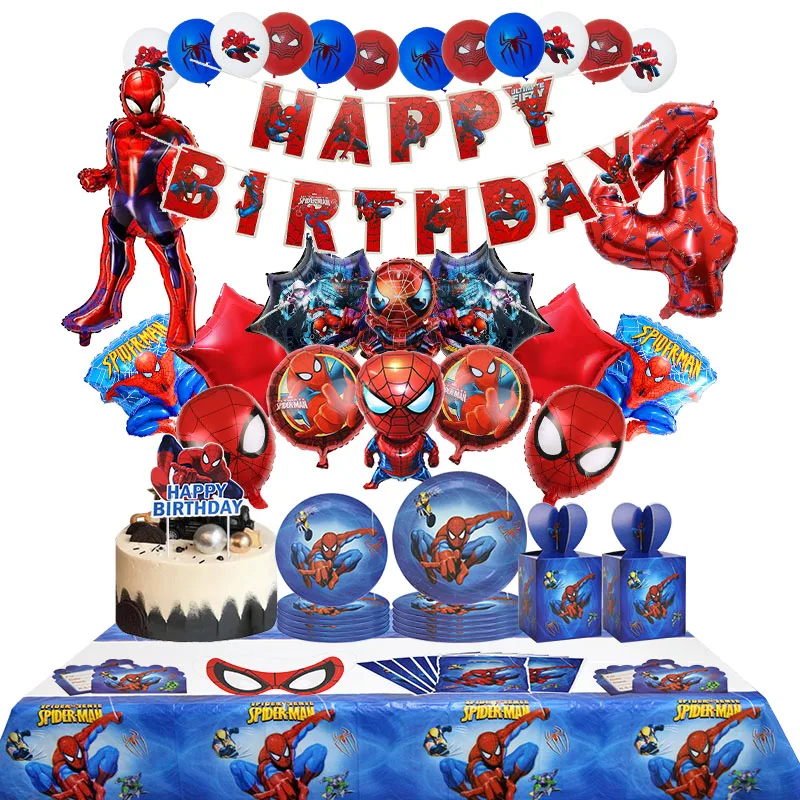 SpiderMan Geburtstagsparty-Dekoration Anpassbares Geburtstags-Set Neues Muster Luftballons Latex-Ballon Hintergrund Event-Zubehör Banner – Detail 3