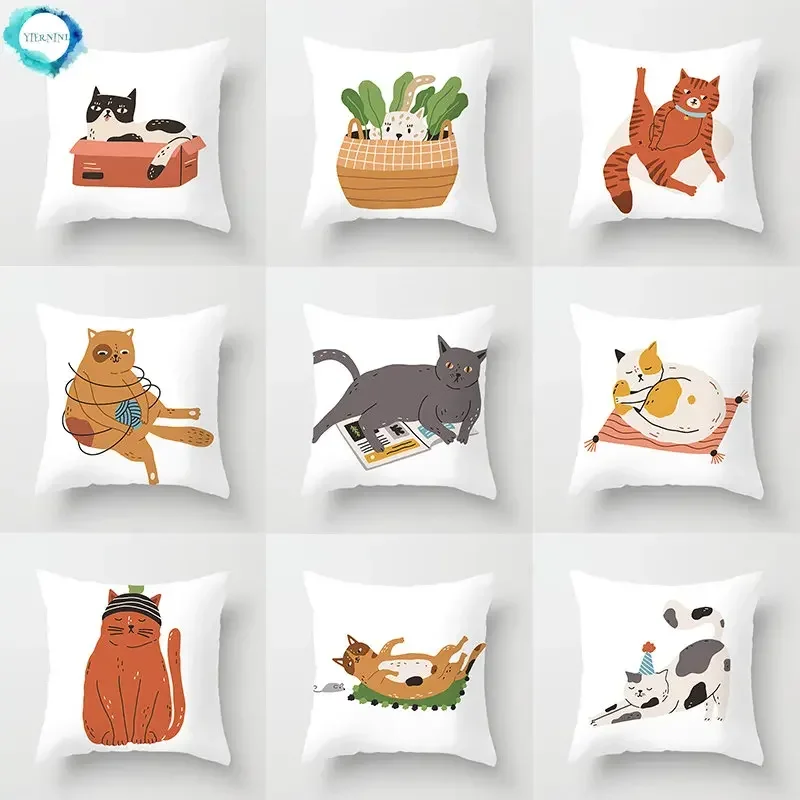 

Череп кошка черный кот домашний декор наволочка озорной кот диван украшение автомобиля 45x45 см наволочка квадратная полиэстеровая наволочка