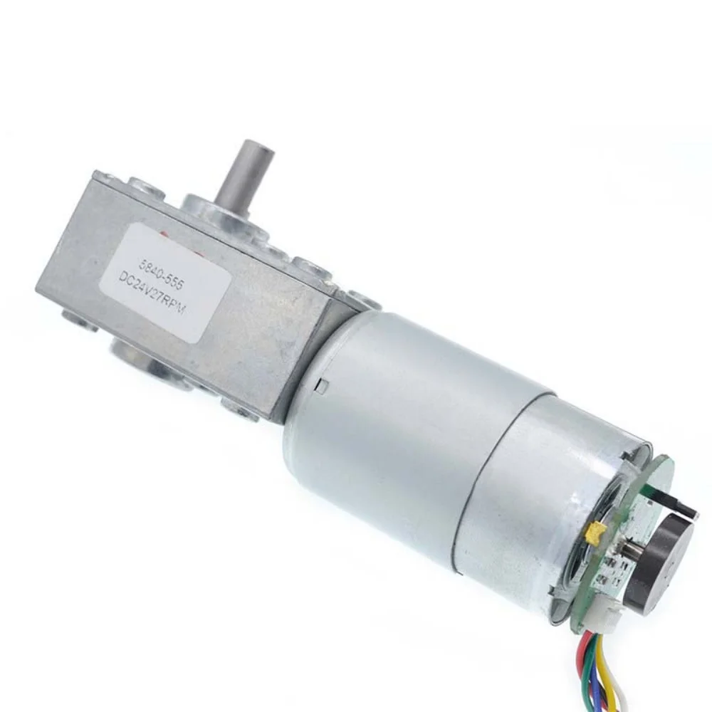 5840 555 DC Worm Gear Motor 12V 24V High Torque Self Locking Turbo Worm Encoder Gear Motor Reducer Forward Backward Gearbox