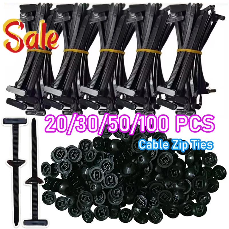 Multi-functional Nylon Universal Cable Tie Buckle  Black Self-locking Heavy-duty Nylon Zip Tie Cable Fastener 20/30/50/100PCS