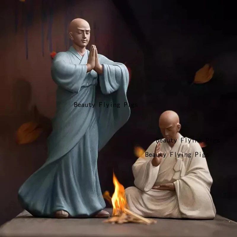 

1PCS New Creative Chinese Purple Sand Tea Petting Zen Small Monk Decoration Ceramic Living Room Tea Ceremony Decoration