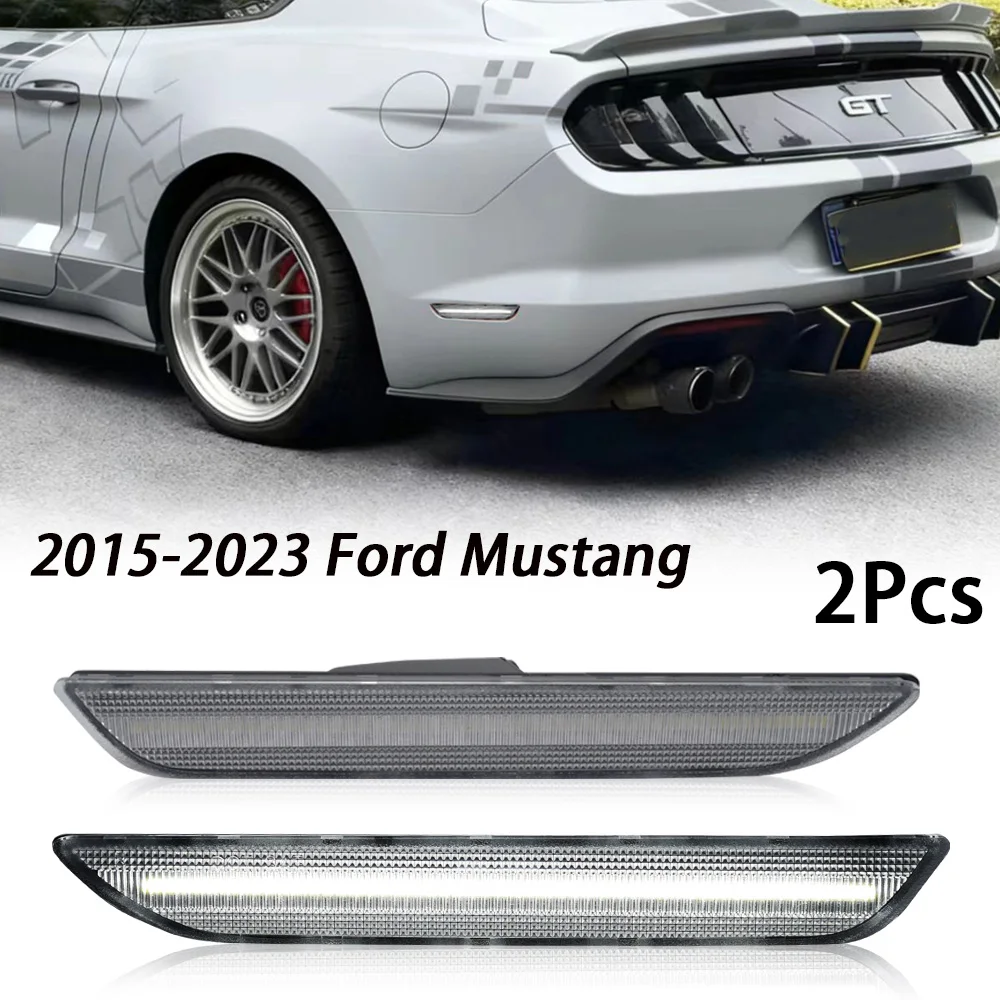 2 uds luces de posición lateral rojas traseras de coche para Ford Mustang 2015 2016 2017 2018 2019 2020 2021 2022 2023 luces LED de posición lateral de guardabarros
