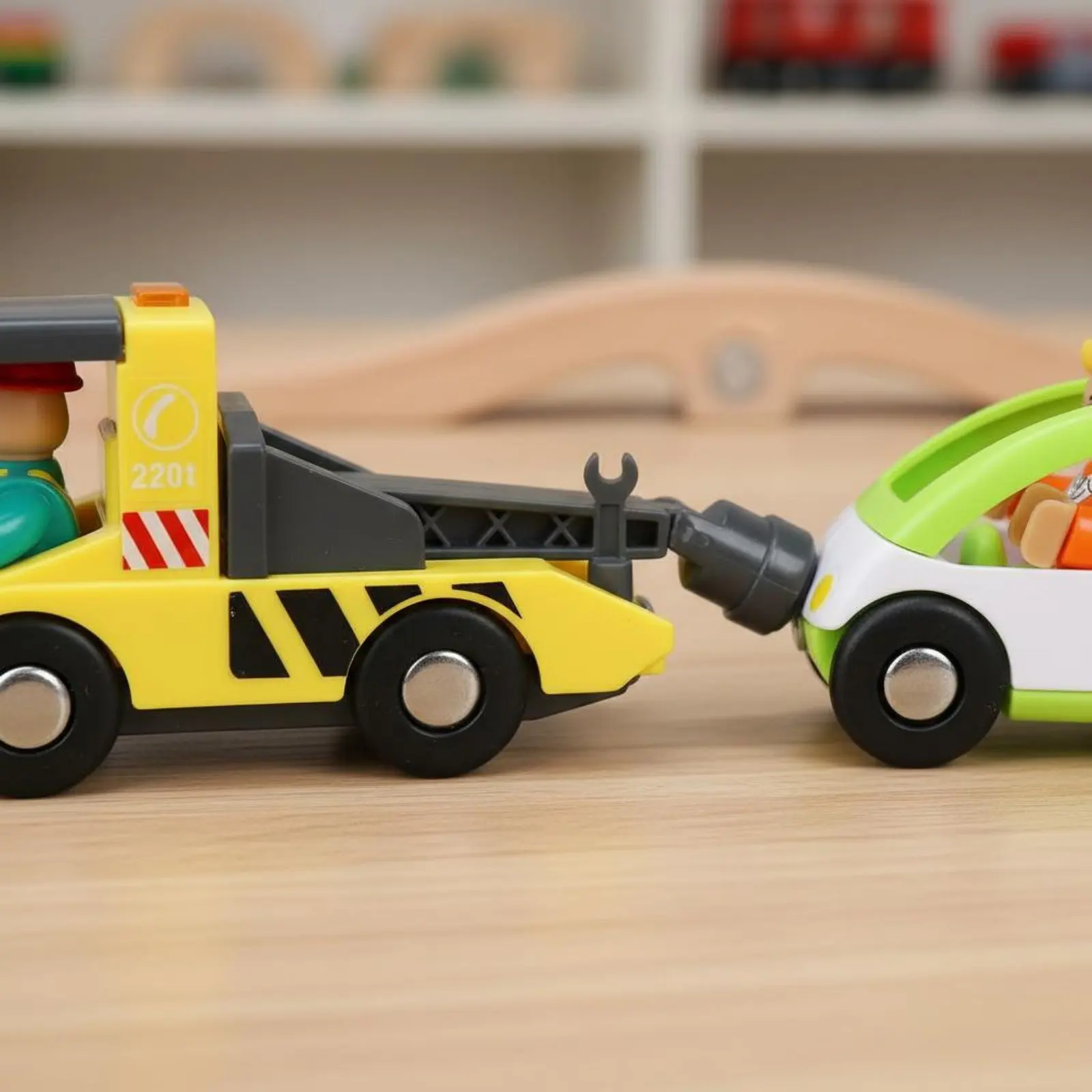 

Attractive Car Wash Toy Educational Wooden Police Station Toy Police Station Playset Includes Multiple Vehicles for Preschool