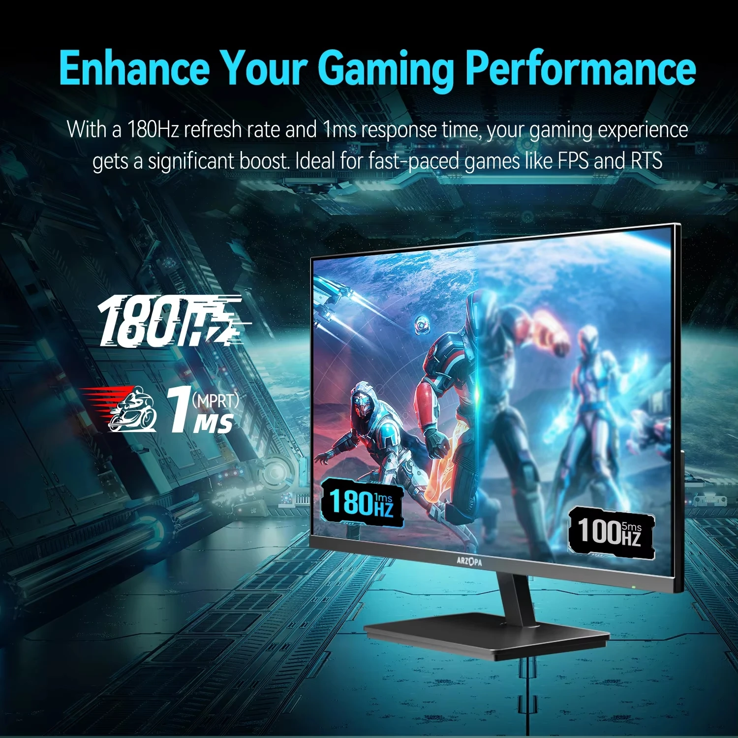 ARZOPA 27-Zoll-Monitor 180 Hz QHD 2K FastIPS FreeSync Tragbarer Gaming-Monitor Zweiter Bildschirm M1RC Ansicht 2