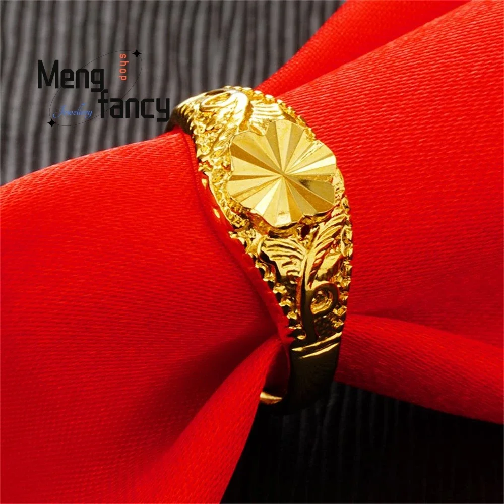 Sand Gold Chinese Style Ring Simple Exquisite Charm Fashion Natural Luxury Couple Jewelry Handicraft Best Selling Holiday Gift