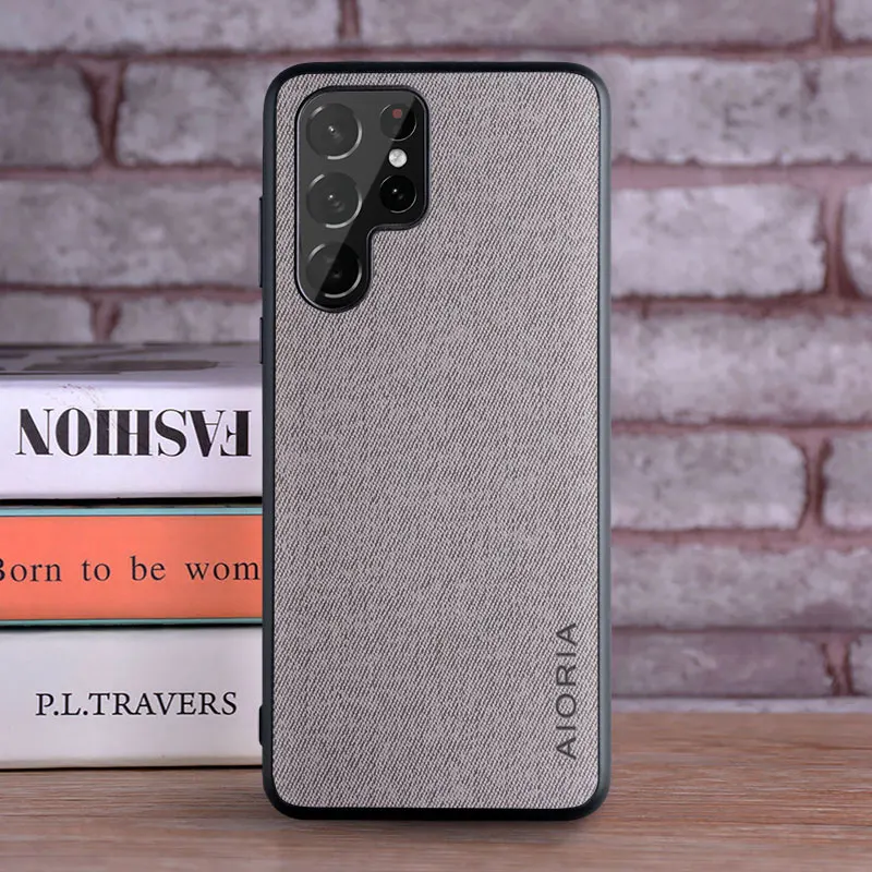 Case for Samsung Galaxy S23 S24 S25 S21 S22 Ultra Plus FE 5G coque Luxury textile Leather cover funda for samsung s22 ultra case