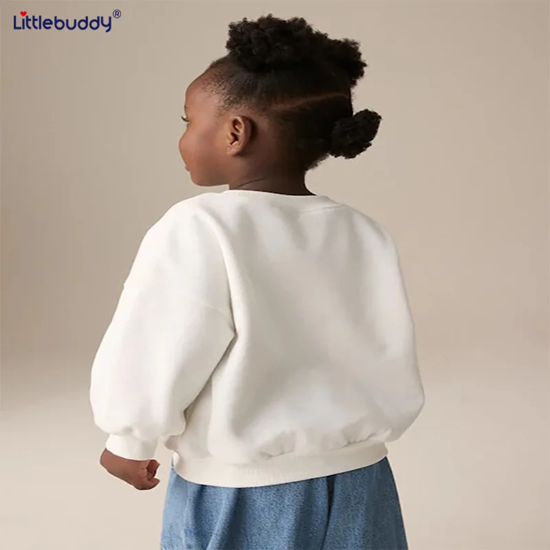 

Little buddyGirls' Sweatshirt Autumn Winter New Style Round Neck Long Sleeve Fashionable Printed Top for Toddlers and Young Chil