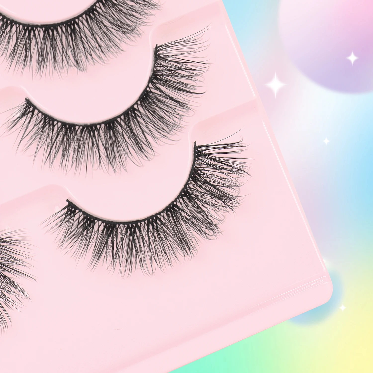 Natural False Eyelash 7-Pair Set D-Curled Fluffy Fairy Eyelash with Mirrored Extension Suitable for Beginners