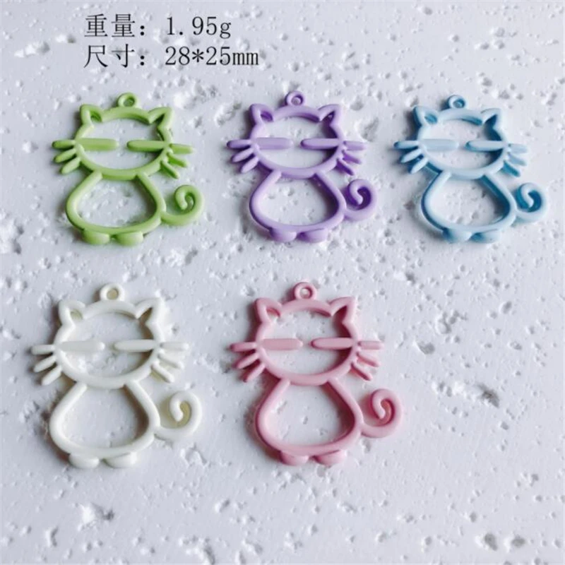 10pcs/lot new creative alloy spray paint animal cat charms connectors for diy earrings necklace jewelry making accessories