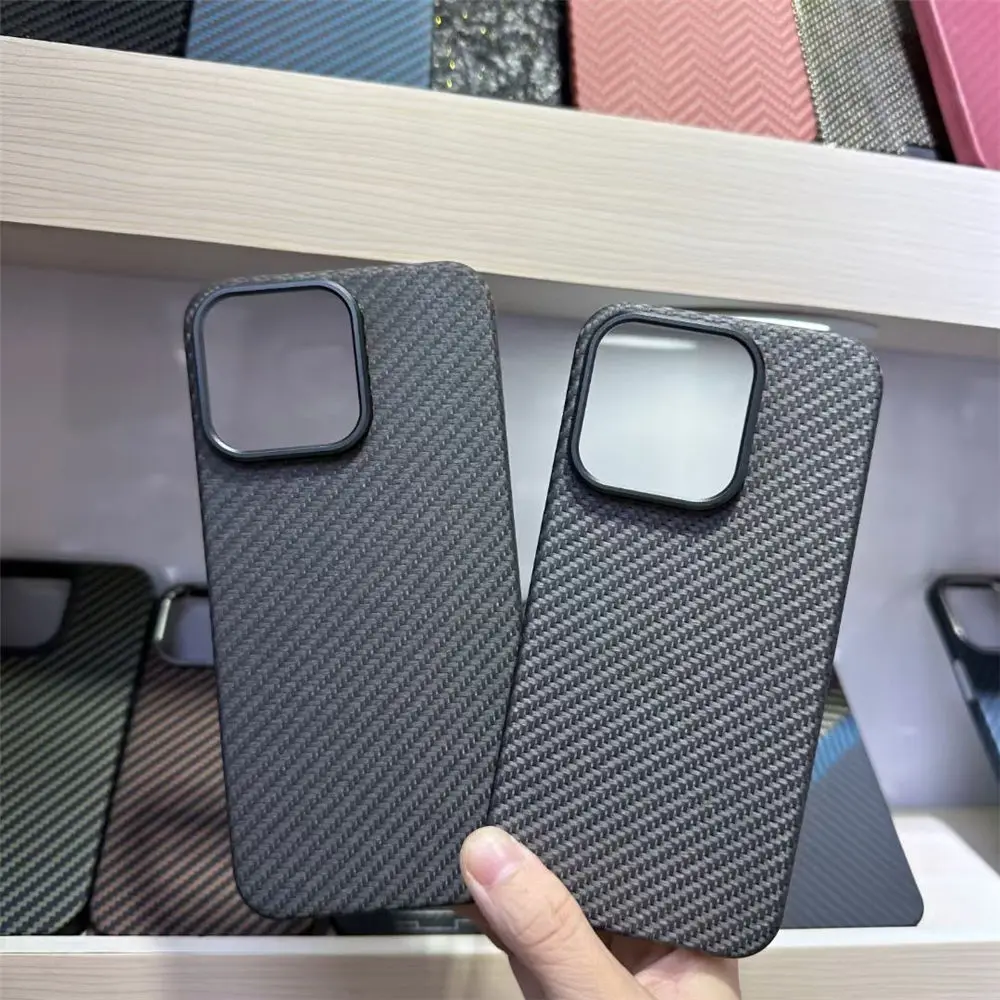جراب أصلي من ألياف الكربون لـ iPhone ، غطاء خلفي MagSafe ، أراميد أصلي ، تيتانيوم حقيقي ، iPhone 15 Pro Max