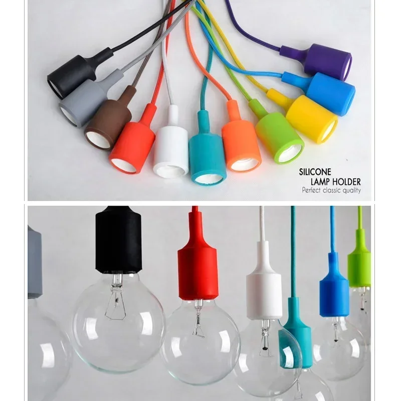 الملونة E27 13 ألوان المقبس قلادة ضوء تعليق قطرة مصباح الحديثة خمر اديسون لمبات بار مطعم ديكور المنزل تركيبات #4