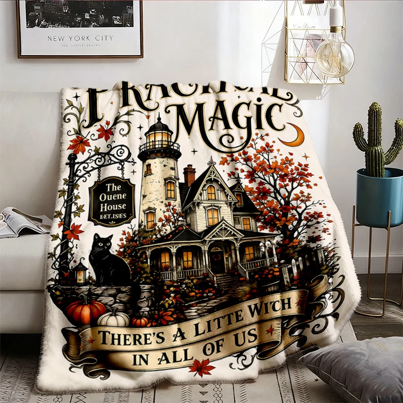 Practical Magic Flannel Blanket, Owens House Witch Flannel Blanket, Comfort Halloween Flannel Blanket