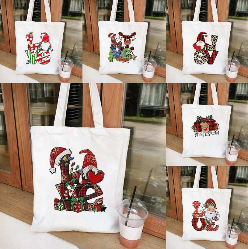 

Merry Christmas Canvas Tote Bag Women's Tote Bag Harajuku Style Shopping Bag Christmas Party Tote Bag Women's Shoulder Bag