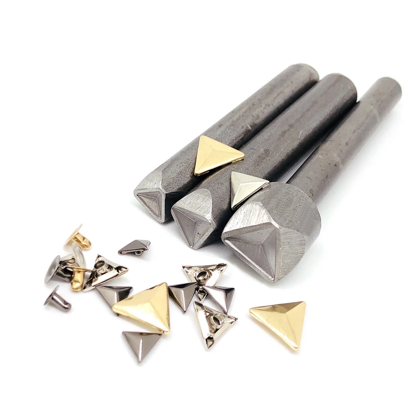 Triangular Rivets Mold Equilateral Triangle Hand Knock Mounting Mold Mounting Rod, Engraving Punch Shaped Rivet Mounting Tool