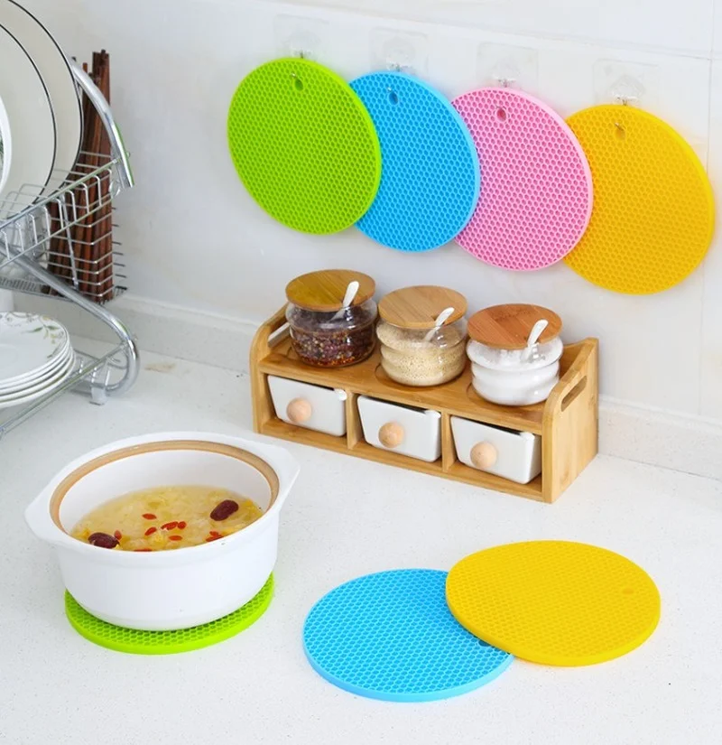 18/14cm Round Heat Resistant Silicone Mat Drink Cup Coasters Placemat Non-slip Pot Holder Table  Kitchen Accessories