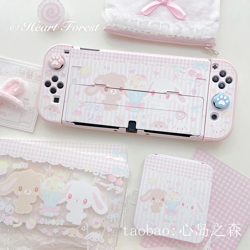 

New Heart Forest Switch 2 Oled Protective Case Original Design Cute Dessert Bunny Hard Shell Pink Protective Cover Ns 2 Switch 1