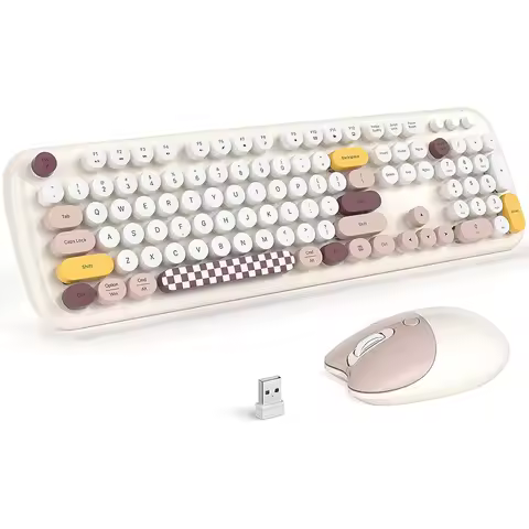MOFII Wireless Keyboard and Mouse Combo, 2.4G Full-Size Retro Typewriter Computer Keyboard for Windows, Mac OS Desktop/Laptop/PC