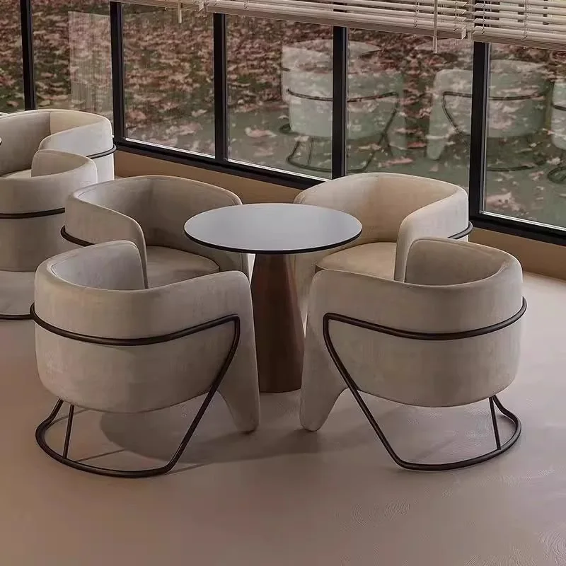 Office lounge area single small sofa coffee table combination set