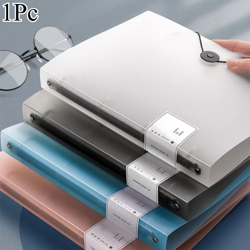 1Pc A4 Binder Folder with Plastic Cover - 220 Sheet Capacity, 4-Hole Punch Document Organizer, Secure Closure, for Office Suppli
